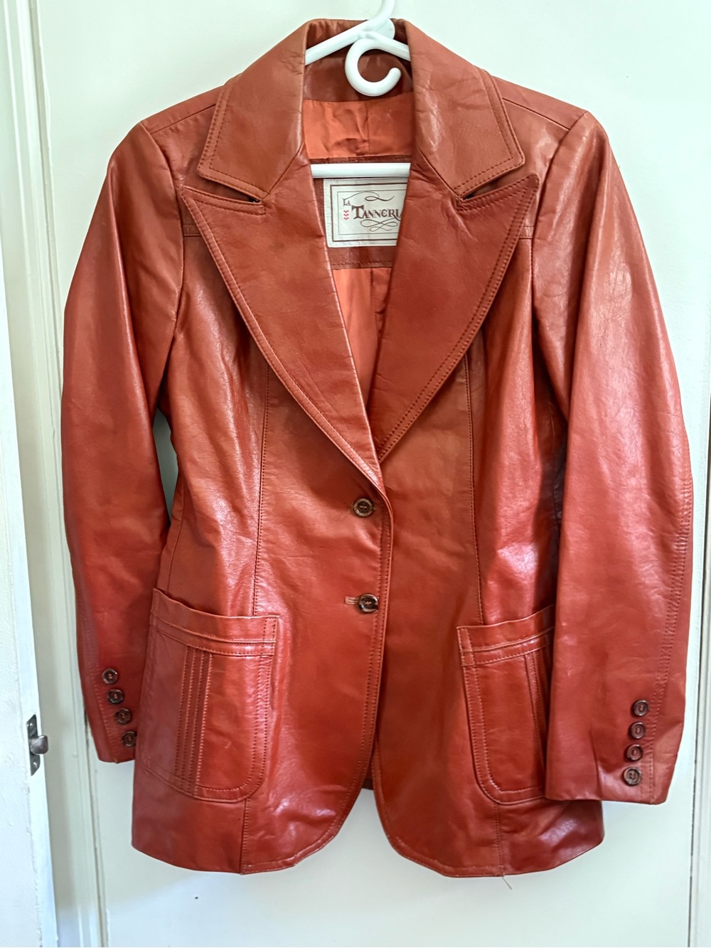 Women's Rust Leather Blazer Jacket Vintage 70’s